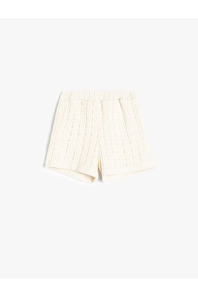Koton Openwork Elastic Waist Shorts
