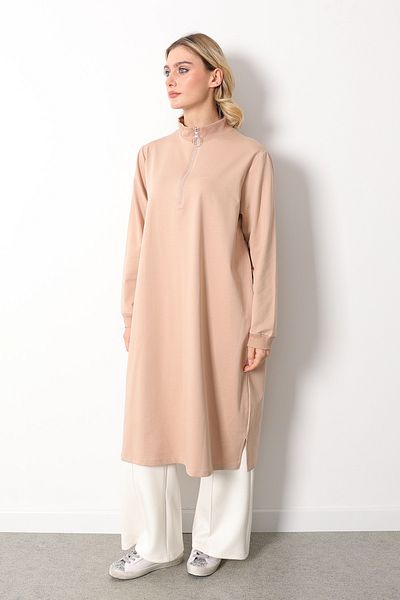 Linvey Stand Collar Zippered Large Size Comfortable Fit Tunic (K7568 Battali)