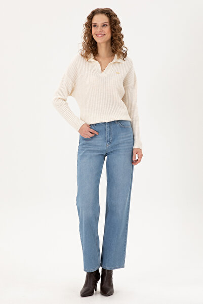 U.S. Polo Assn. Pulover crem pentru damă cu guler polo 50297093-VR071