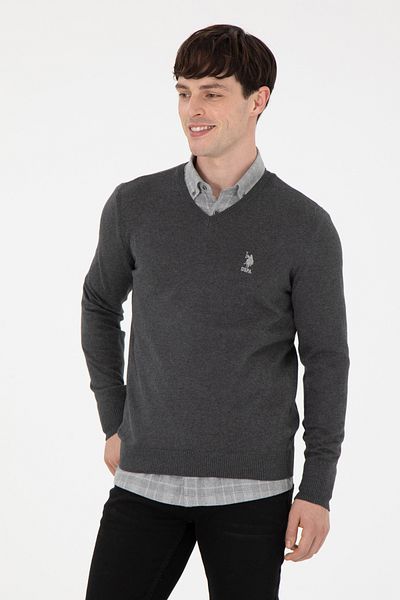 U.S. Polo Assn. Ανδρικό πουλόβερ Anthracite Melange Basic 50288881 -VR081