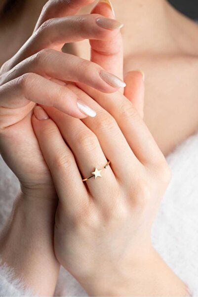 Bayar Gold 14 Ayar Altın Açık Tasarımlı Yıldız Yüzük