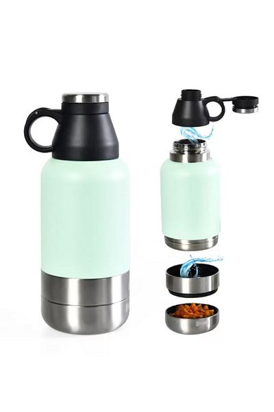 fitmart Pet Friendly - Stainless Steel Thermos - 1 Liter - Cat & Dog Food and Water Compartment