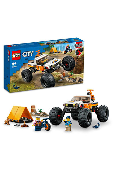 LEGO مجموعة مغامرات سيتي 4×4 للطرق الوعرة مكونة من 252 قطعة تتضمن دراجات وخيا...