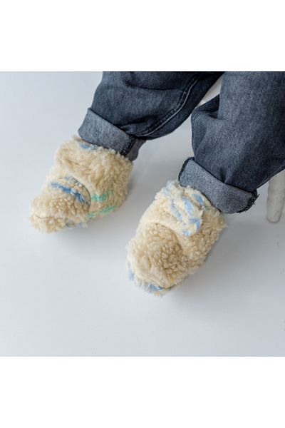 Mama Yoyo Baby&Kids 0-1 Years Cream Striped Teddy Booties