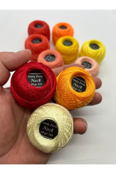 ALMİŞ Alış Perle Etamin-Cross Stitch 10-Piece Thread Set (10 Gr-No:8)