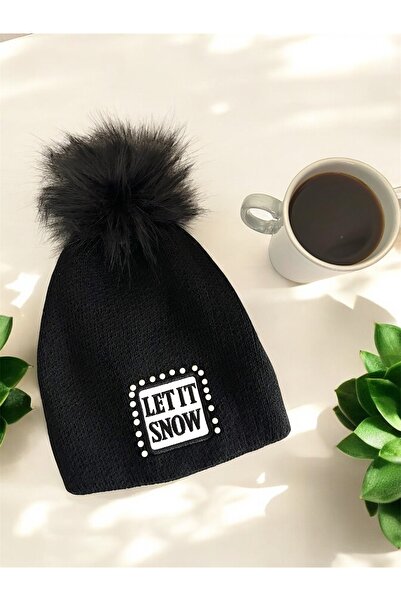 Clothes Box Beretă de damă cu pompon de blană și piatră de perlă