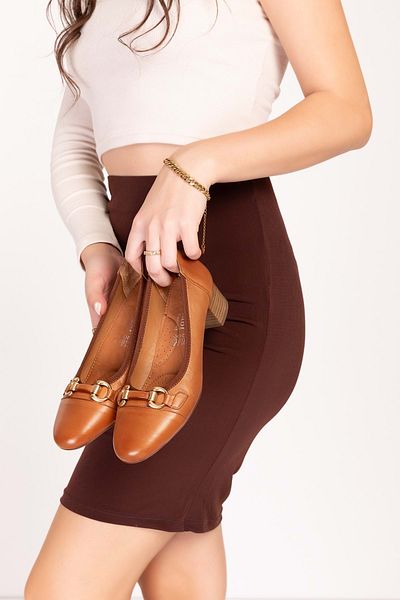 Gondol Pantofi de zi cu toc confortabil din piele naturală de damă Ell.7218