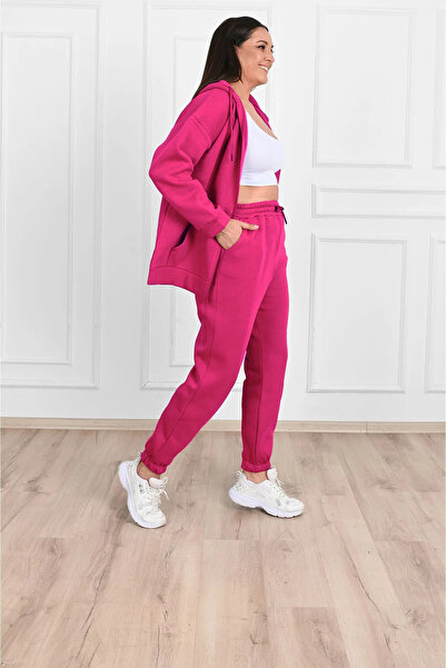 FEEL STYLE Kadın 3 İplik Şardonlu İkili Günlük Kullanım Normal Beden Takım FS