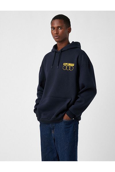 Koton Printed Hooded Sweatshirt Raised