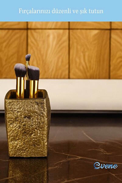 Evene Makyaj Organizeri Makyaj Fırçalığı Makyaj Organizer Düzenleyici Altın Eskitme Renk Model 7