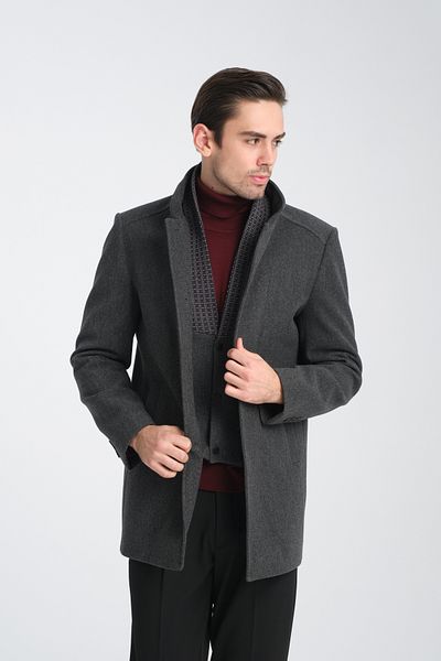 Frappoli Ανδρικό παλτό με χοντρή κοπή - Ριμπ γιακά, Standard Fit