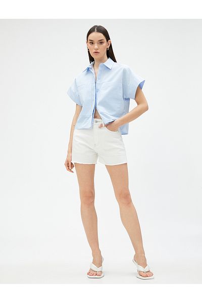 Koton Cămașă Crop Poplin Bumbac mânecă scurtă