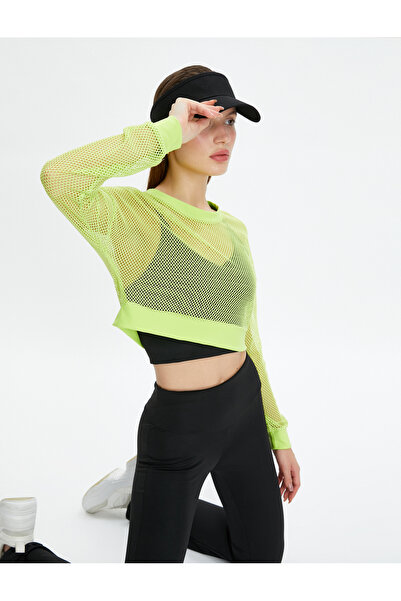 Koton Αθλητικό T-shirt Crop Mesh μακρυμάνικο