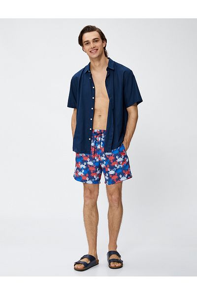 Koton Sea Shorts Crab Print, Δαντελωτή μέση, Τσέπη