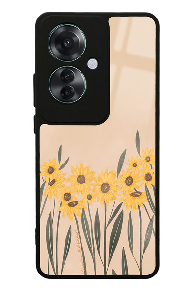 Spoyi Oppo Reno 11F 5G Watercolor SunFlower Tasarımlı Glossy Telefon Kılıfı