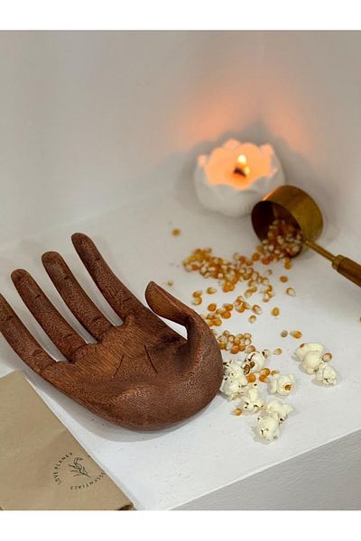 Maison Avf Wooden Hand Model Napkin Holder Teak Wood Plate Decor Handmade Keychain