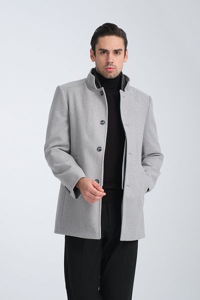 Frappoli Ανδρικό παλτό με χοντρή κοπή - Ριμπ γιακά, Standard Fit