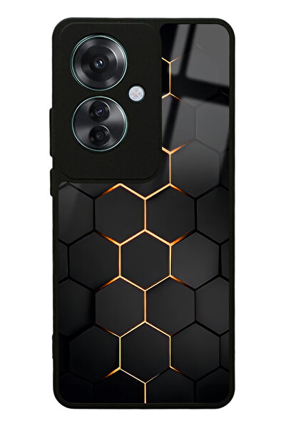 Spoyi Oppo Reno 11F 5G Yellow Carbon Tasarımlı Glossy Telefon Kılıfı