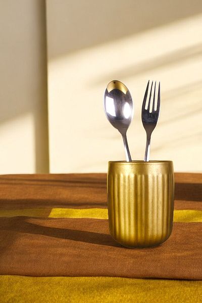 Evene Decorative Upright Spoon Holder - Gold Antique, Cylinder Model, Countertop - Color Model 11