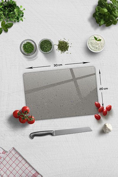 Decorita Glass Cutting Board - Glass Cutting Board |   Ceramic Pattern - Dark Background |   20cm X 30cm