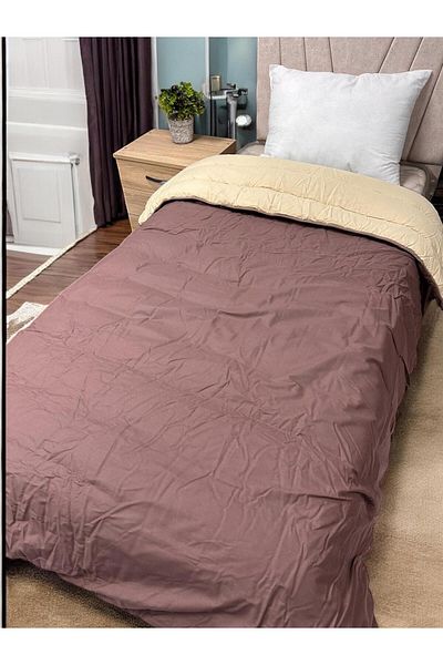 Clasy 100% Cotton Ranforce Single Double Sided Quilt Cream-Brown