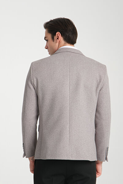 Frappoli Ανδρικό αθλητικό μπλέιζερ με γκρι υφασμάτινο μονό γιακά με λεπτή εφαρμογή Grande