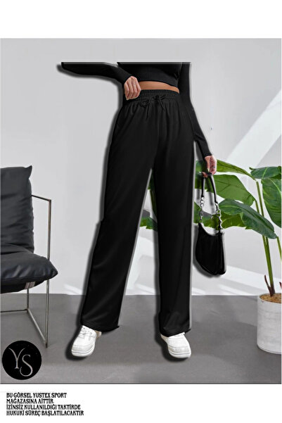 yx yustex sport Μαύρο φαρδύ γυναικείο παντελόνι φόρμας Casual Comfort Άνετο