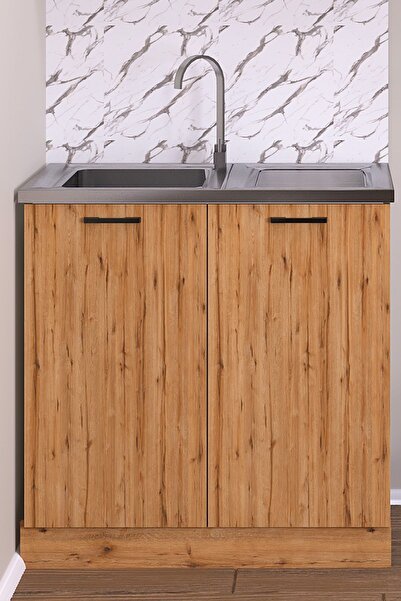 Fly Mobilya 80 Cm Detroit Helena Mutfak Evyeli Alt Modül ,mini Hazır Mutfak Dolabı Alt Modülü