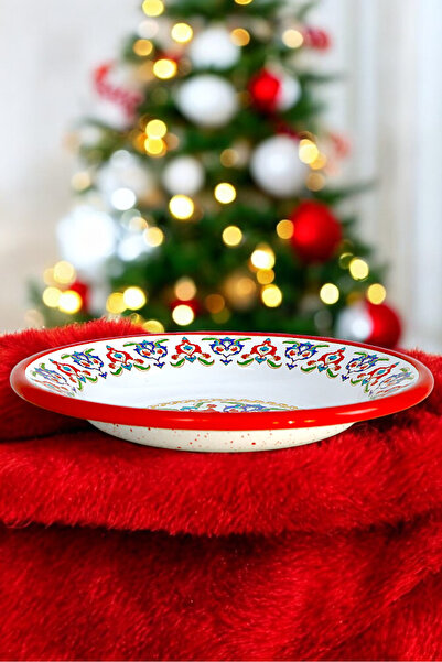 İnci Emaye No. 24 Enameled Dinner Plate, Serving, Food Camping, Picnic, Dowry 24 cm