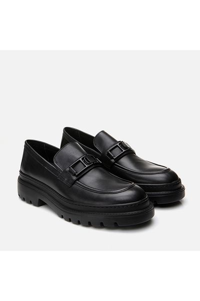 Hotiç Genuine Leather Men's Black Loafer