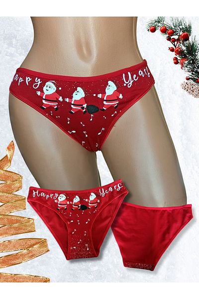 Helena Paris Women's Red Christmas Themed Bikini Slip Panties H2924