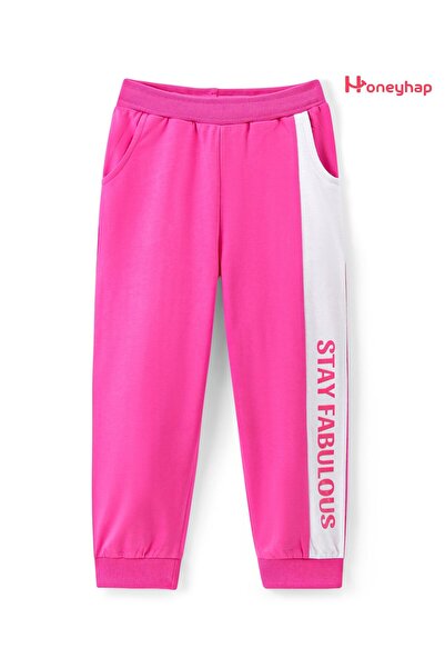 Honeyhap بنطلون طويل من القطن الفاخر بنسبة 100% مقطوع ومخيط برسومات نصية - ور...