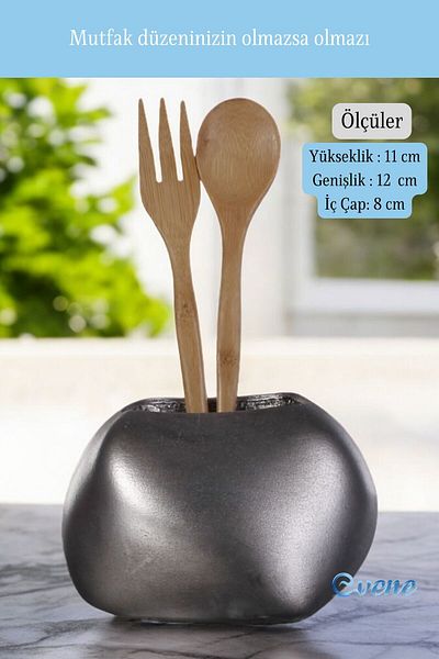 Evene Decorative Silver Tumbled Cylinder Cutlery Holder - Counter Top, Upright Model 22
