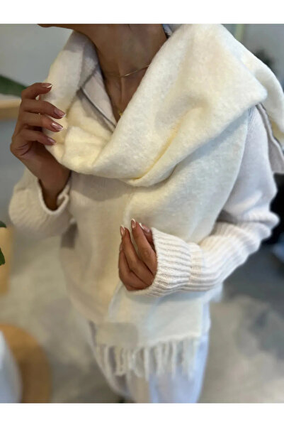 shieba outlet Kadın Yumuşak dokulu puf sherly şal atkı Püsküllü