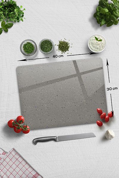 Decorita Glass Cutting Board - Glass Cutting Board |   Ceramic Pattern - Dark Background |   30cm X 40cm