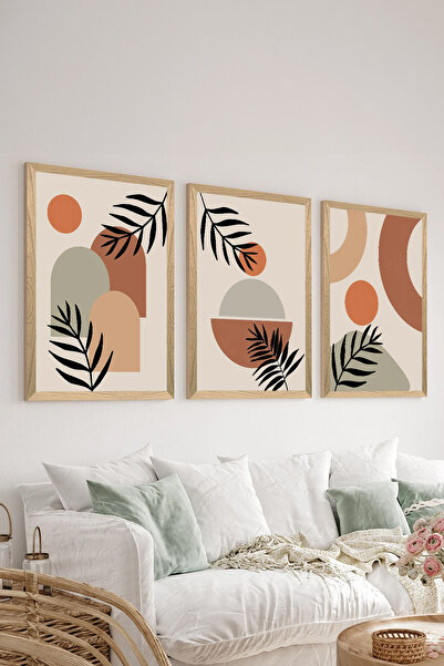 Artavessa 3 Parça Ahşap Çerçeve Görünümlü Mdf Tablo Seti - ERSYCRVSZ3SET26