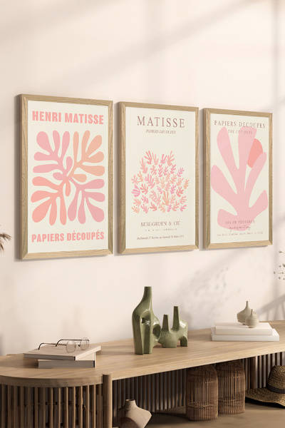 Artavessa 3 Parça Ahşap Çerçeve Görünümlü Mdf Tablo Seti - ERSYCRVSZ3SET6