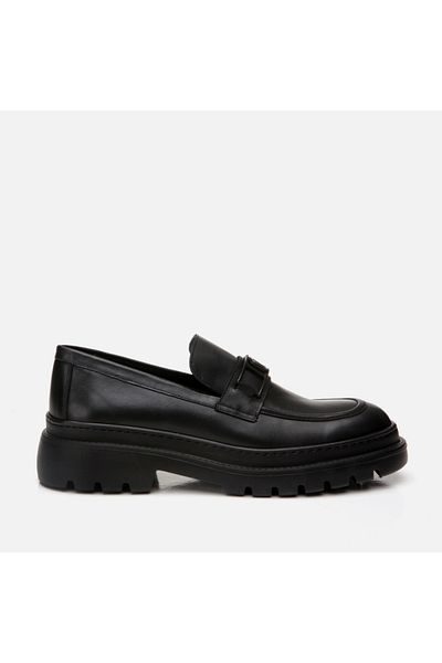 Hotiç Genuine Leather Men's Black Loafer