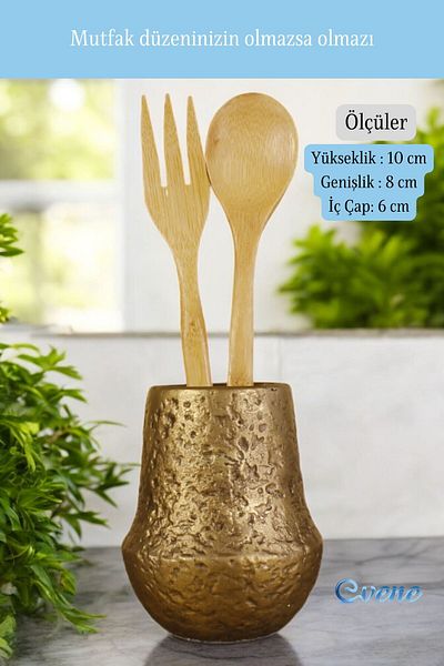 Evene Decorative Spoon Holder - Countertop and Gold Tumbled Cylinder, Color Model 15