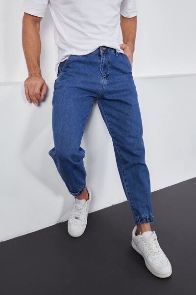 LTC Jeans Ανδρικό παντελόνι με σκούρο μπλε φαρδύ και άνετο ελαστικό πόδι και Velcro