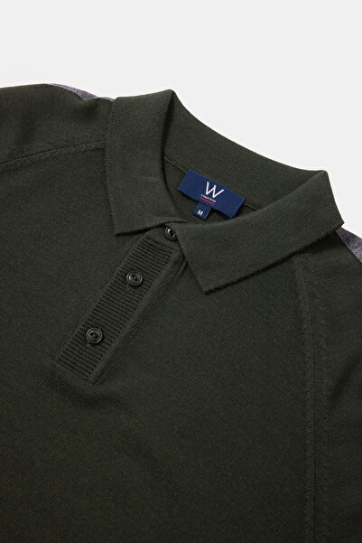 W Collection Khaki Polo Collar Long Sleeve Sweater