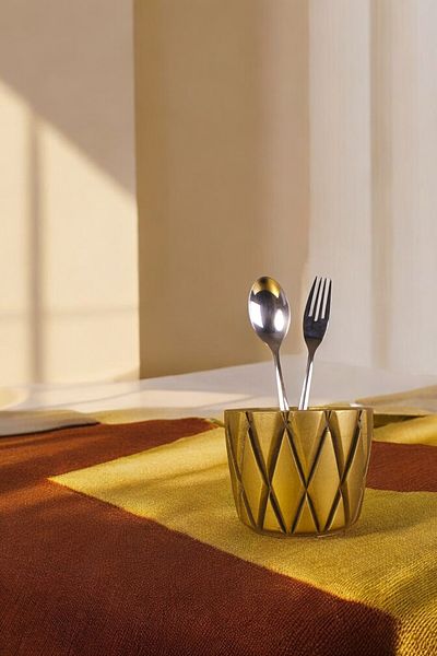 Evene Decorative Upright Spoon Holder - Countertop and Gold Tumbled Color Model 18