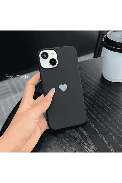 izzytech حافظة هاتف من السيليكون متينة وناعمة مع شعار القلب متوافقة مع هاتف i...