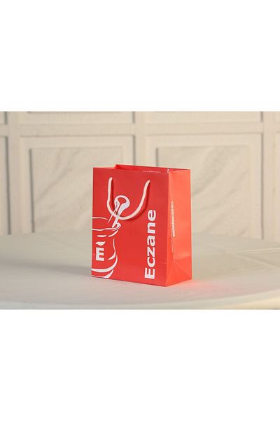 ÇABUKLAR Red Gusseted Pharmacy Cardboard Bag - 20X10X23,5 Cm, 25 Pieces