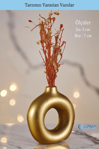 Evene Small Vase for Home Decoration - Table Top and Gold Color Model 23