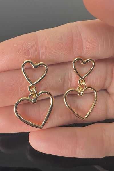 MAZEN 4cm Custom Plated - Heart Dangle Design Earrings