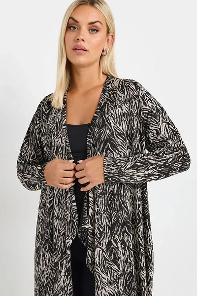 Stil Diva Plus Size Non-Closing Front Long Sleeve Asymmetrical Cut Thin Cardigan 303693