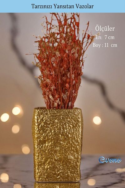 Evene Home Decoration Vase - Small, Table Top, Gold Color, Model 40