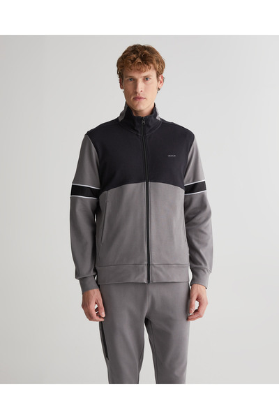 Gant Erkek Gri Regular Fit Fermuarlı Sweatshirt