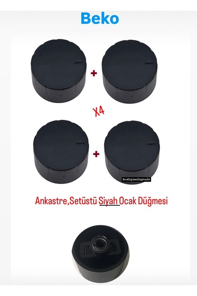 Beko Setüstü Ankastre Ocak Düğmesi Siyah Düğme Takımı Seti